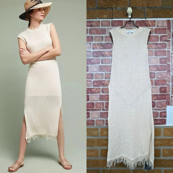 Callahan Fringe Isla Cream Column Dress size small